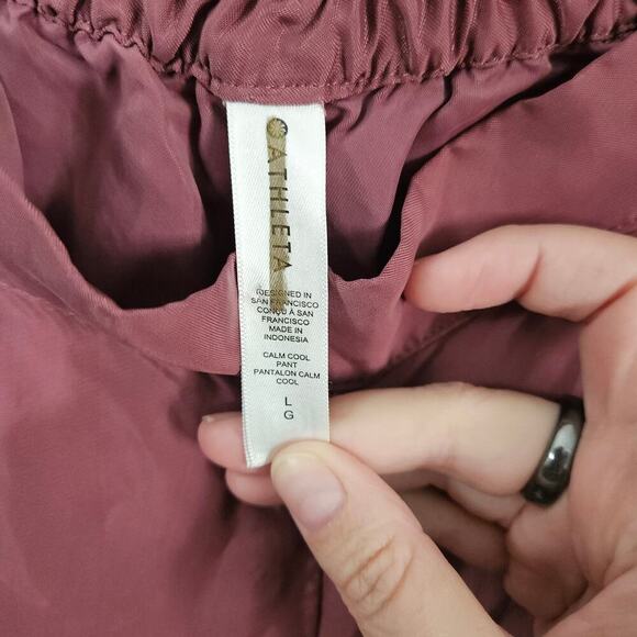 Athleta Calm Cool Lounging Wide Leg Satin Womens Pants Size Large 100% Cupro - Picture 9 of 9